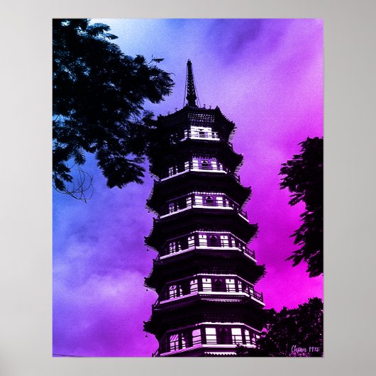Poster Chine Antique Canton la pagode fleurie (Devant)