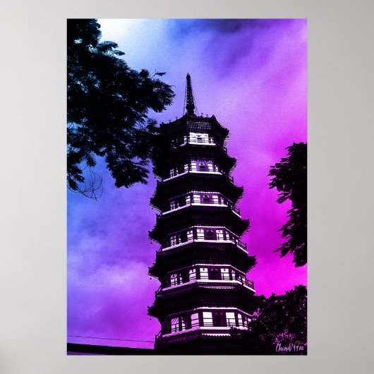 Poster Chine antique Canton la pagode fleurie (Devant)