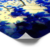 Poster Chine bleu, Photo nature, arbres bleus, lune (Coin)
