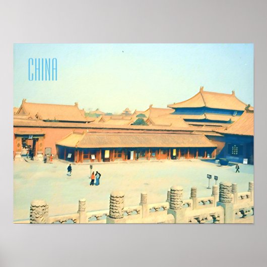 Poster Chine Cité interdite voyage vintage (Devant)