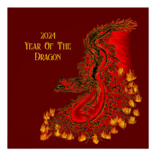 Poster Chine Dragon, 2024 Année Du Dragon