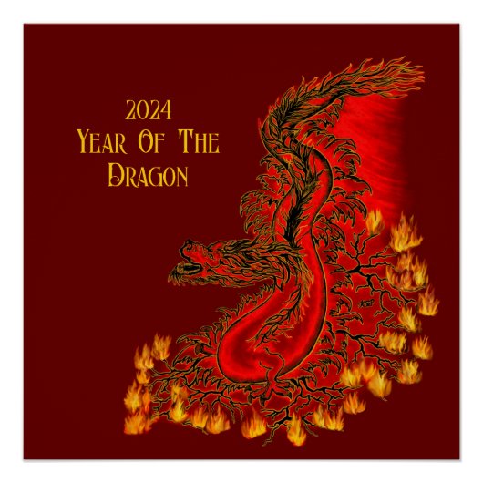 Poster Chine Dragon, 2024 Année Du Dragon (Devant)