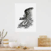 Poster Chine Dragon, noir et blanc Design en Tattoostyl (Cuisine)