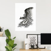 Poster Chine Dragon, noir et blanc Design en Tattoostyl (Bureau à domicile)
