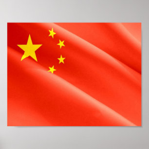 Poster Chine - drapeau chinois - agitant -
