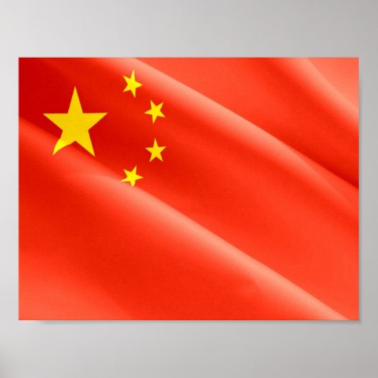 Poster Chine - drapeau chinois - agitant - (Devant)