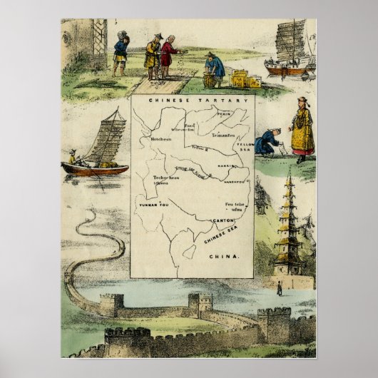 Poster CHINE ET LE PEUPLE CHINOIS c1840 (Devant)