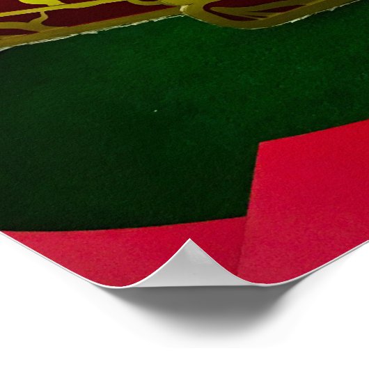 Poster Chine Nouvel An Rouge Ventilateur Afficher Golden (Coin)