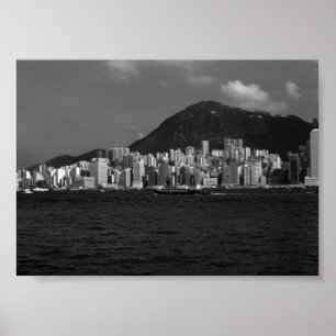 Poster Chine vintage Baie de Hong Kong Gratte-ciel