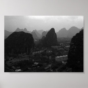 Poster Chine vintage Guilin vue d'ensemble de la ville