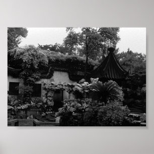 Poster Chine vintage Shanghai Yuyuan jardin plantes