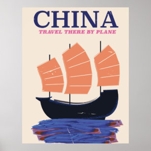 Poster Chine "Voyagez là par avion"