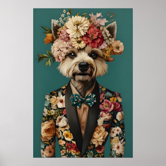 Poster Chinese Crested Dog In Suit Poster, Chinese (Devant)