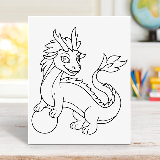 Poster Chinese Dragon Coloring Page