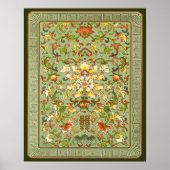 Poster Chinese Floral Peony Scrolls on Jade (Devant)