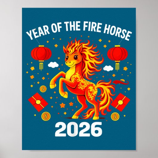 Poster Chinese New Year 2026 Year Of The Fire Horse  (Devant)
