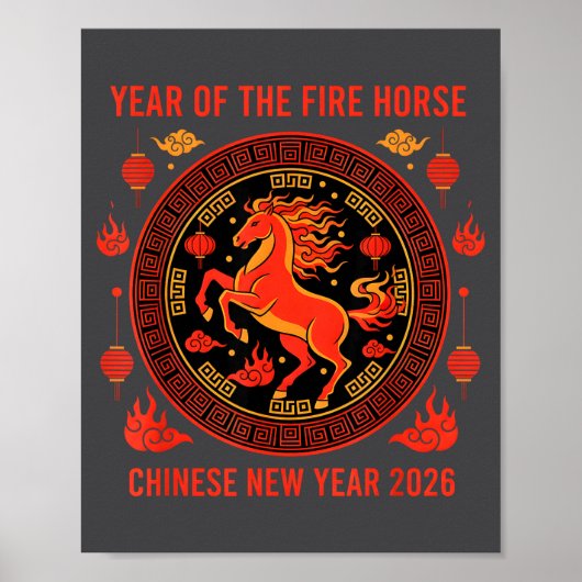 Poster Chinese New Year 2026 Year Of The Fire Horse  (Devant)