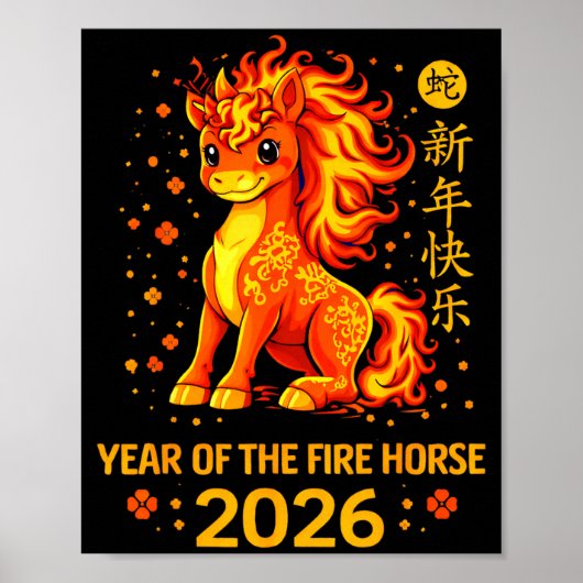 Poster Chinese New Year 2026 Year Of The Fire Horse  (Devant)