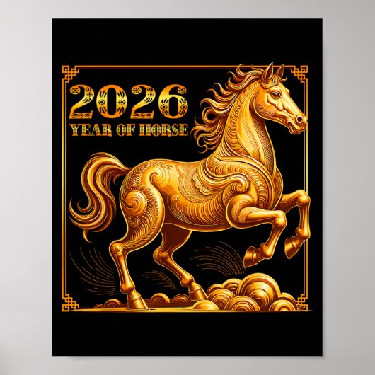 Poster Chinese New Year Of The Horse Chinese Zodiac Year (Devant)