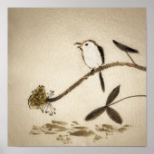 Poster Chinese traditional ink painting with birds (Devant)
