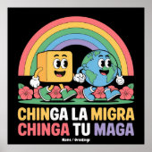 Poster Chinga La Migra Chinga Tu Maga Funny Arc en ciel (Devant)