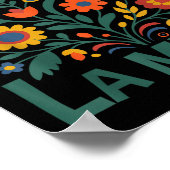 Poster Chinga La Migra Fleurs Rétro (Coin)