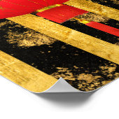 Poster Chinois Asiatique Rouge Or Noir (Coin)