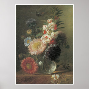 Poster chinois Aster et Balsam dans un vase en verre, ver