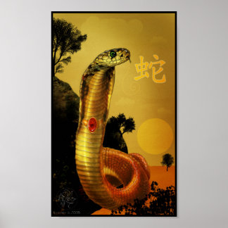 Poster chinois de serpent Zodiac