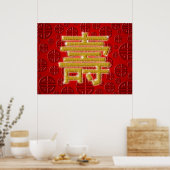 Poster Chinois Longévité caractère heureux Anniversaire P (Cuisine)