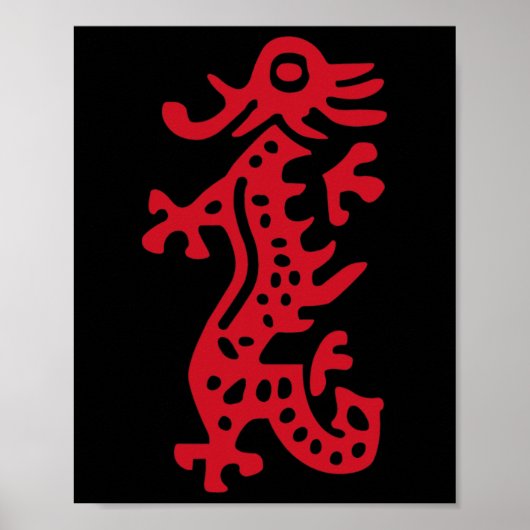 Poster Chinois Mah Jong Dragon Rouge Carrelage Mahjong Co (Devant)