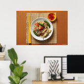 Poster Chinois remuer les légumes frits avec des piments (Bureau à domicile)
