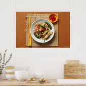 Poster Chinois remuer les légumes frits avec des piments (Cuisine)