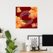 Poster chinois / Signe de porte. Modifiable (Bureau à domicile)