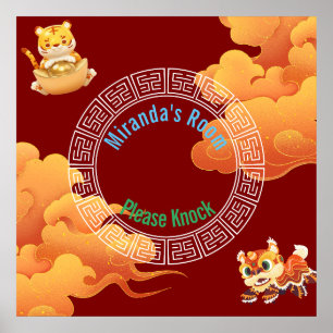 Poster chinois / Signe de porte. Modifiable