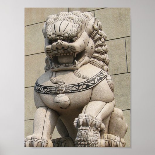 Poster Chinoise Gardienne Lion Foo 石 chien 獅 (Devant)