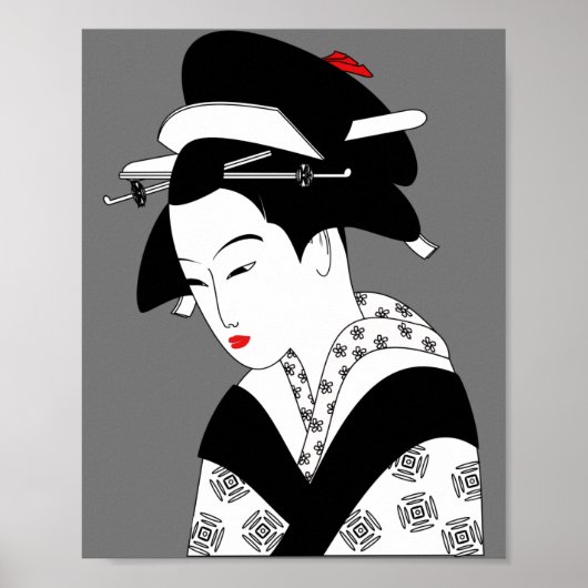 Poster chinoise geisha traditionnel (Devant)