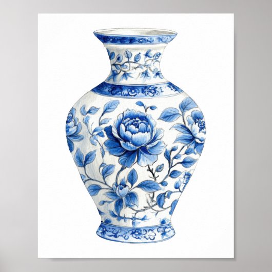 Poster Chinoiserie Aquarelle Jar (Devant)
