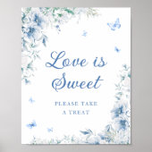 Poster Chinoiserie bleu et blanc L'amour est doux (Devant)