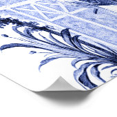 Poster Chinoiserie bleu et blanc Oriental chinois (Coin)