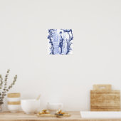 Poster Chinoiserie bleu et blanc Oriental chinois (Cuisine)