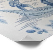 Poster Chinoiserie bleu et blanc Oriental chinois (Coin)