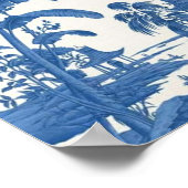 Poster Chinoiserie bleu et blanc Oriental chinois (Coin)