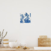 Poster Chinoiserie bleu et blanc Oriental chinois (Cuisine)