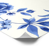 Poster Chinoiserie bleu profond Vintage Floral Mariage (Coin)