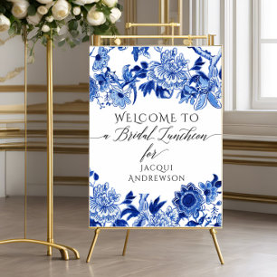 Poster Chinoiserie Blue White Bridal Luncheon Bienvenue