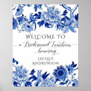 Poster Chinoiserie Blue White Welcome Bridal Luncheon 