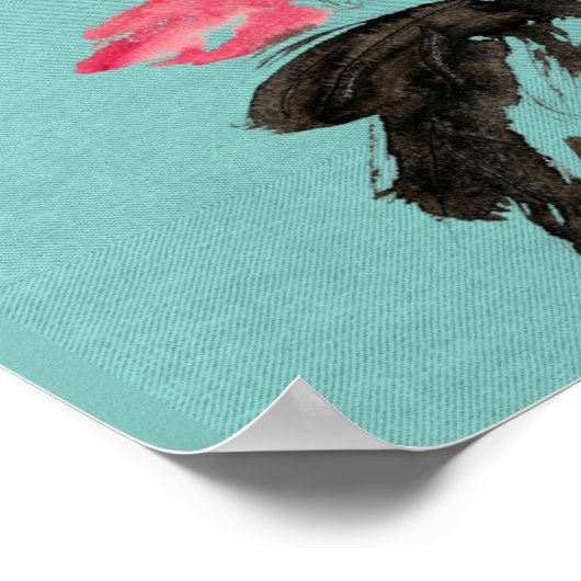 Poster Chinoiserie Hiver libre Lotus Fleurs Post (Coin)