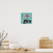Poster Chinoiserie Hiver libre Lotus Fleurs Post (Cuisine)