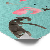 Poster Chinoiserie Libre Aquarelle Lotus Fleurs (Coin)